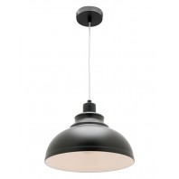 Cougar-Risto 1lt 60Watt E.S Pendant Light - Black / Satin Chrome / White